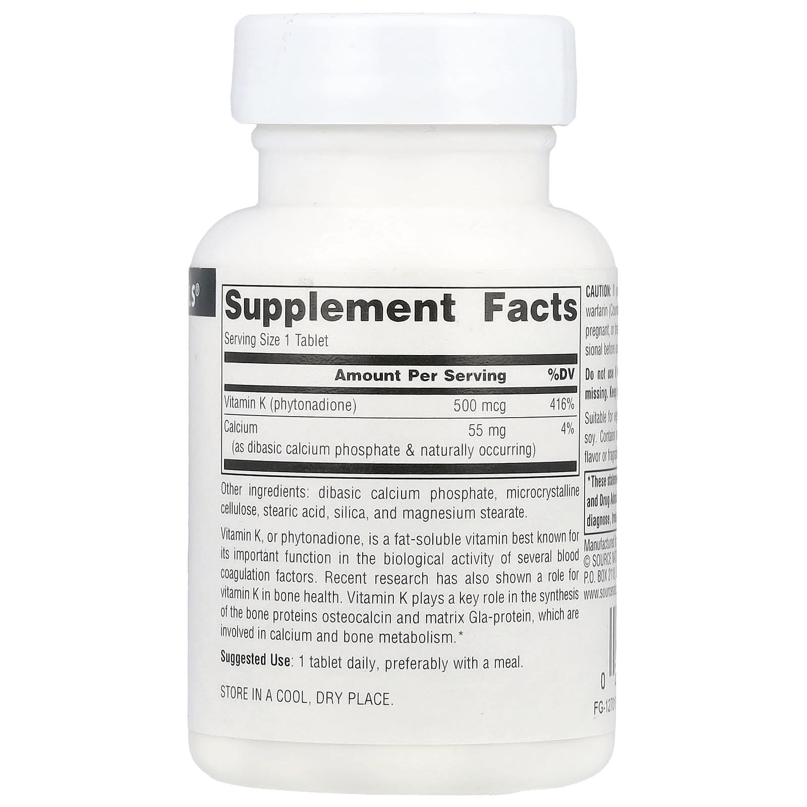 Source Naturals, Vitamin K, 100 Tablets - Image 2