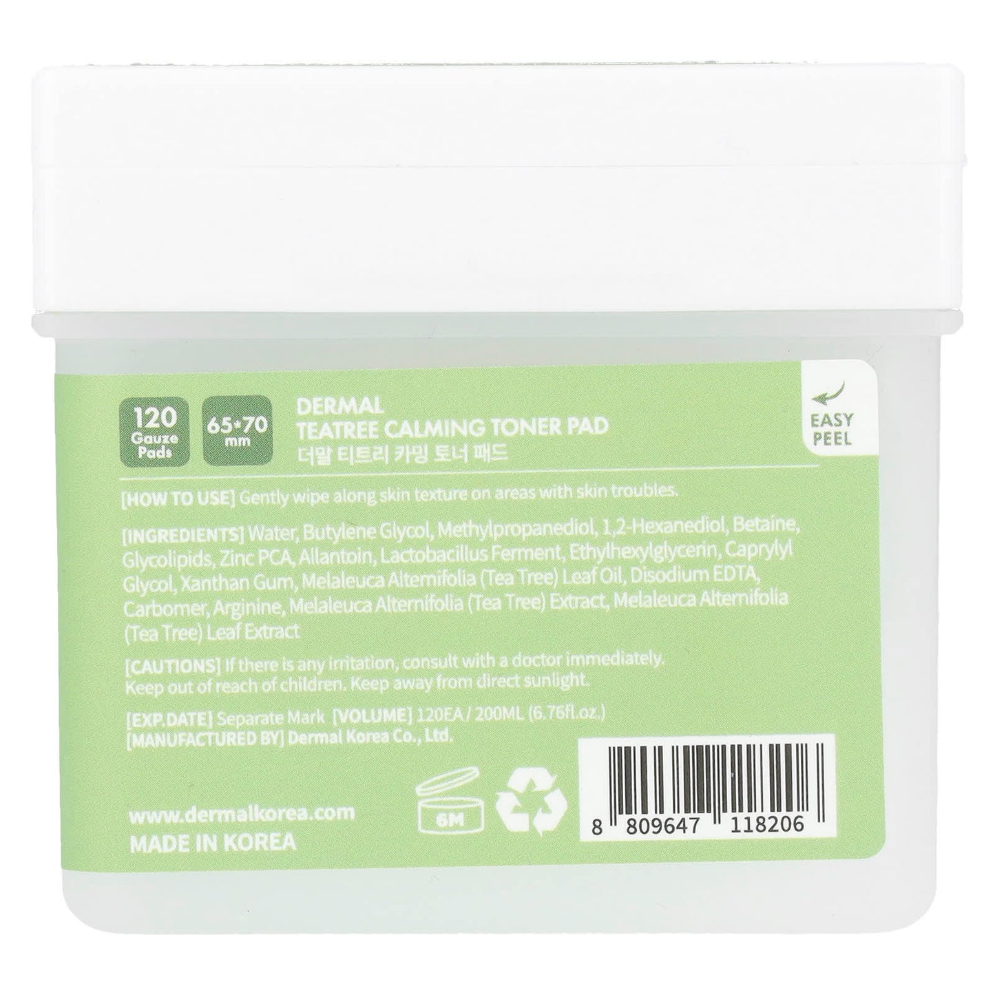 Dermal Tea Tree Calming Toner Pads for Irritated Skin - 120 Count - Image 2