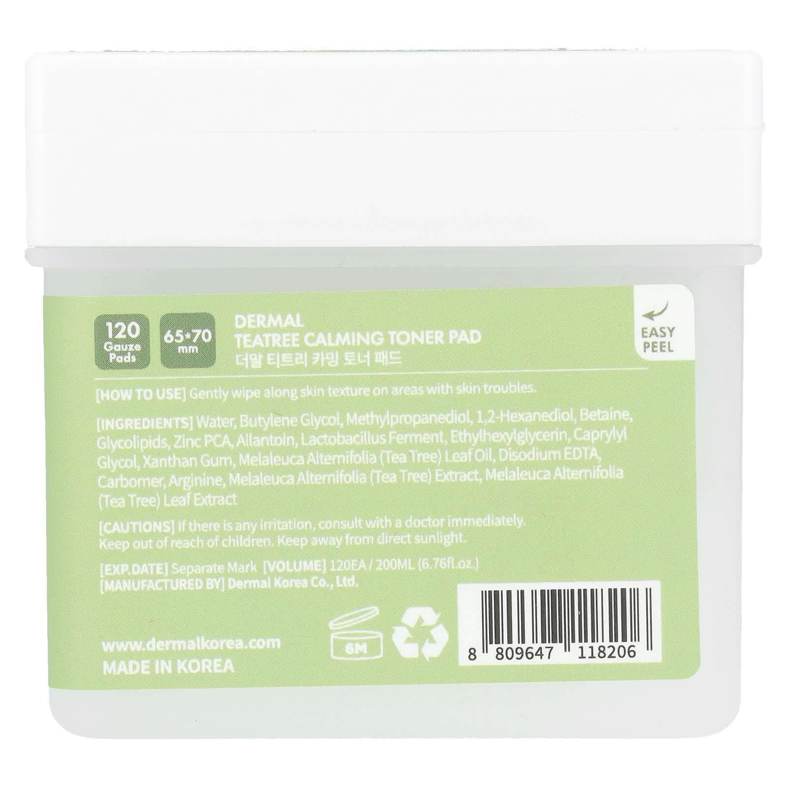 Dermal Tea Tree Calming Toner Pads for Irritated Skin - 120 Count - Image 2