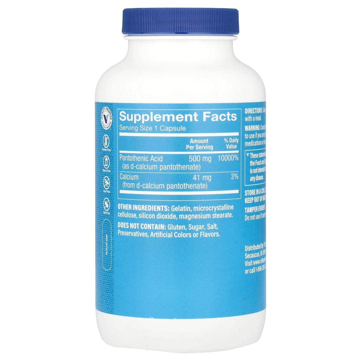 The Vitamin Shoppe, Pantothenic Acid, Vitamin B5, 300 Capsules - Image 2