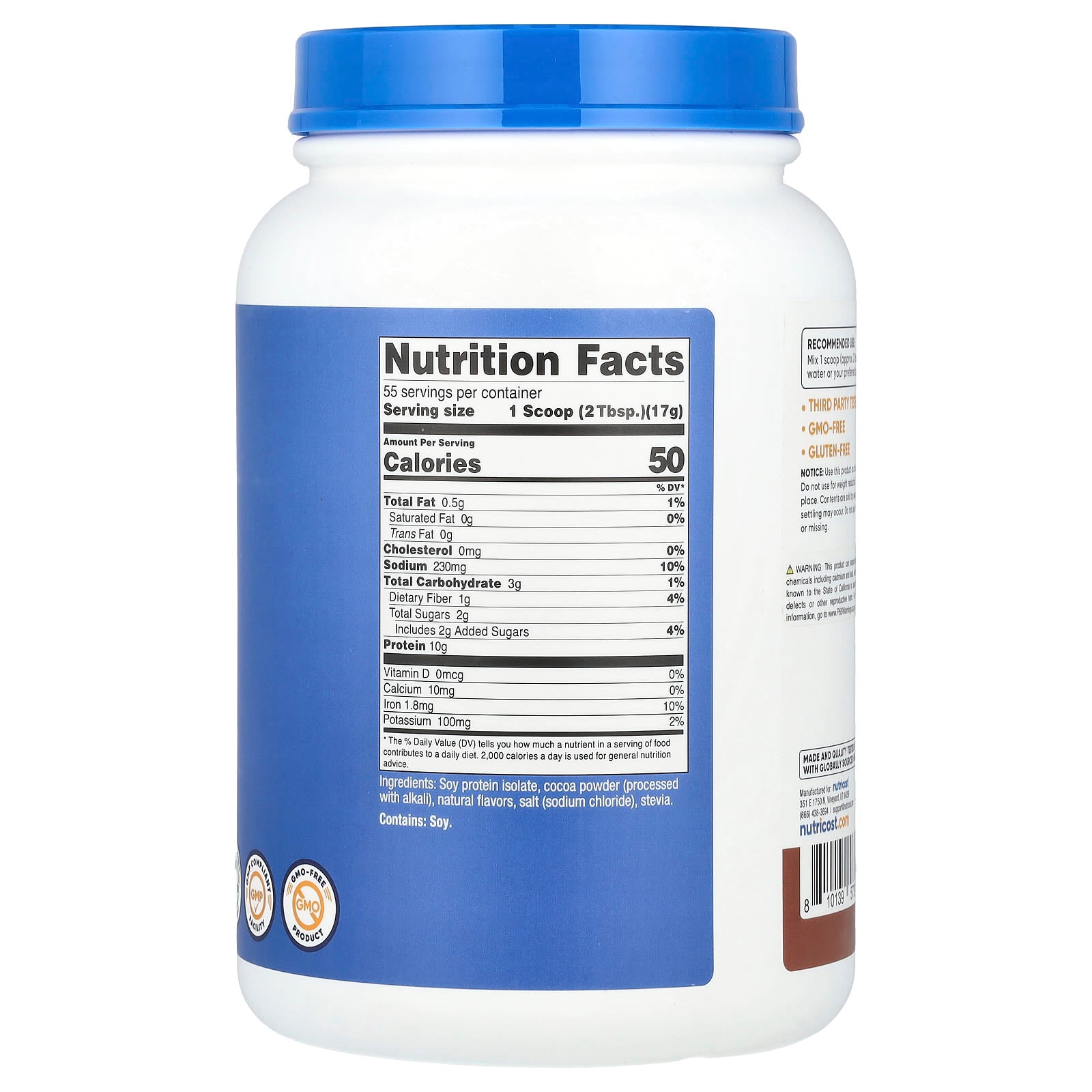 Nutricost, Soy Protein Isolate, Milk Chocolate, 2 lb (907 g) - Image 2