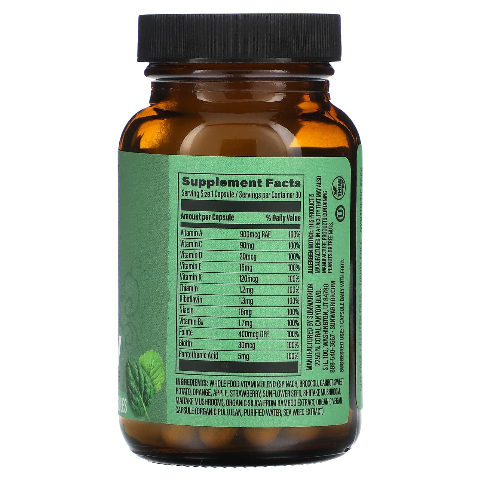 Sunwarrior, Plant-Based Multi-V, 30 Vegan Capsules - Image 2