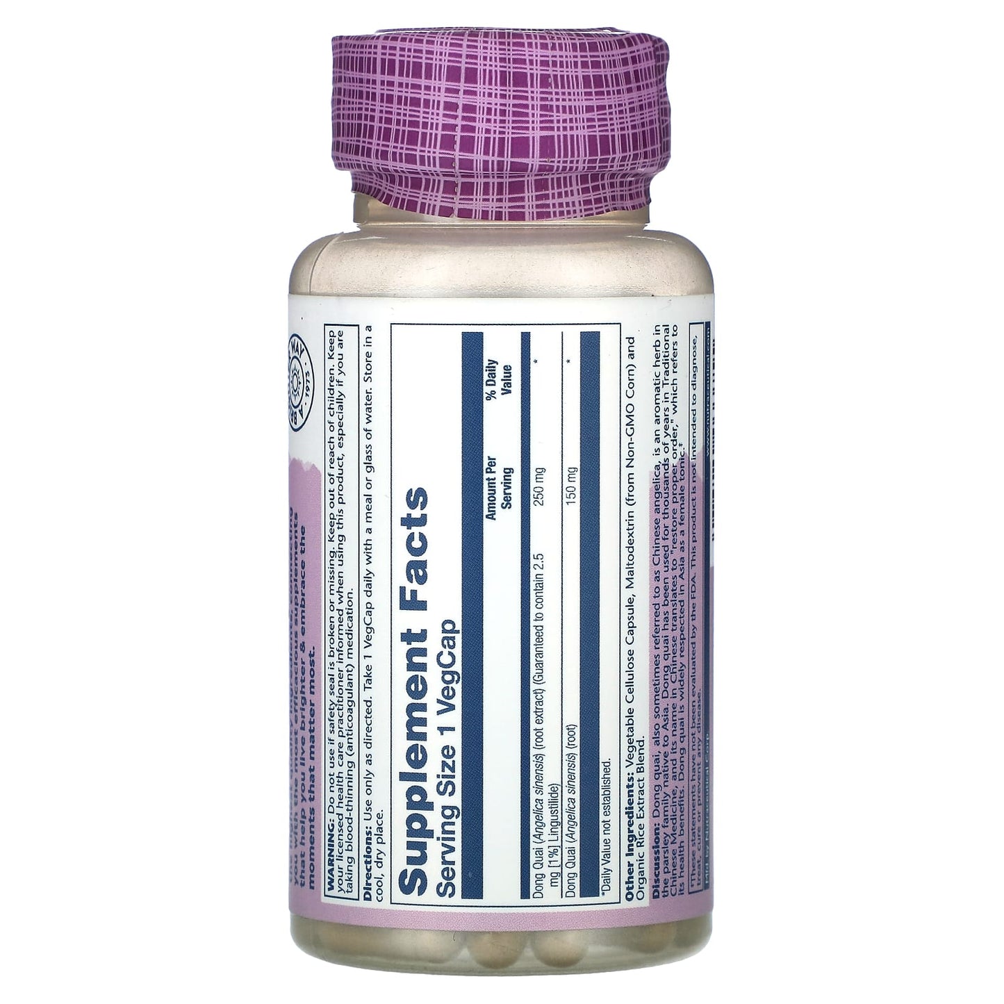 Solaray, Vital Extracts, Dong Quai, 60 VegCaps - Image 2