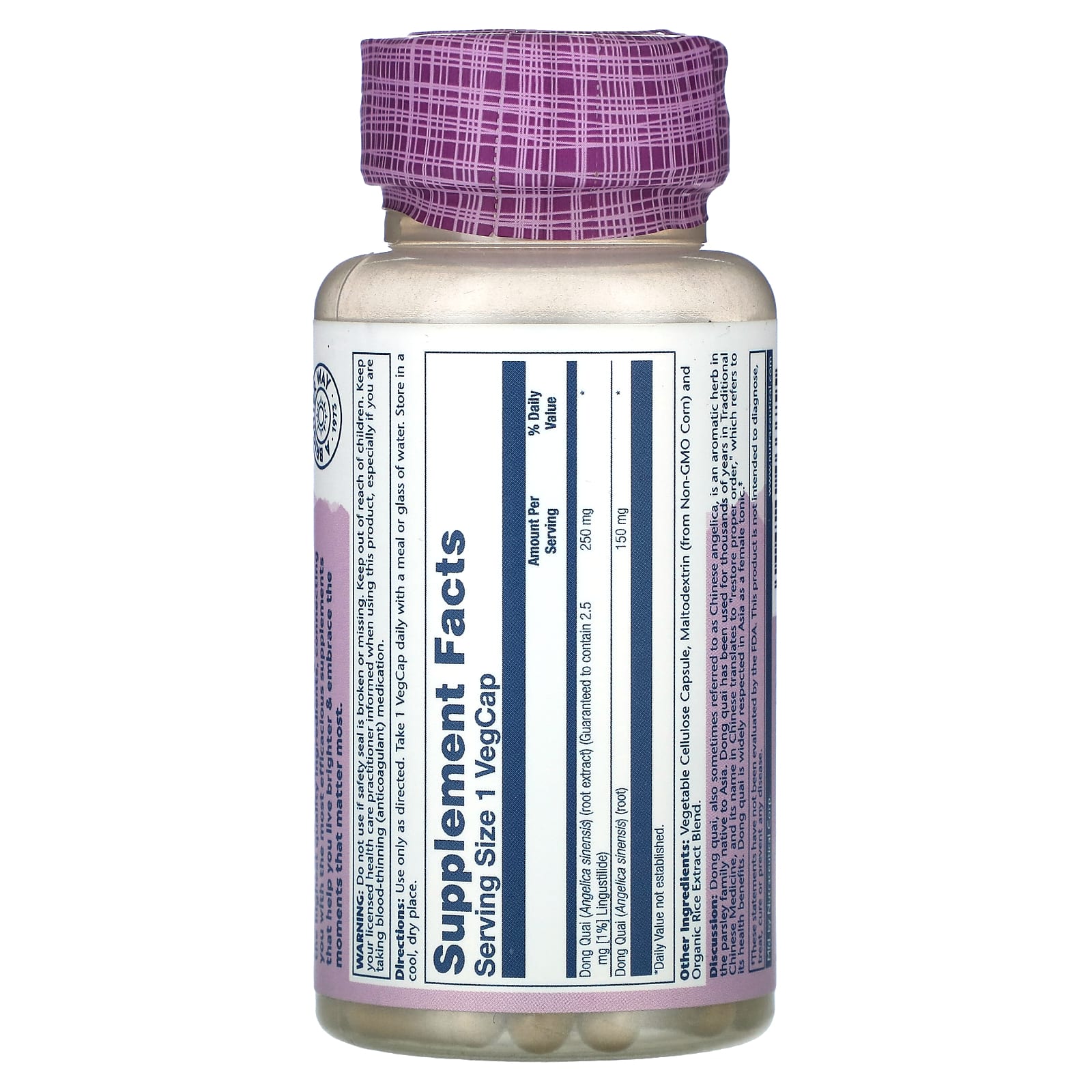 Solaray, Vital Extracts, Dong Quai, 60 VegCaps - Image 2