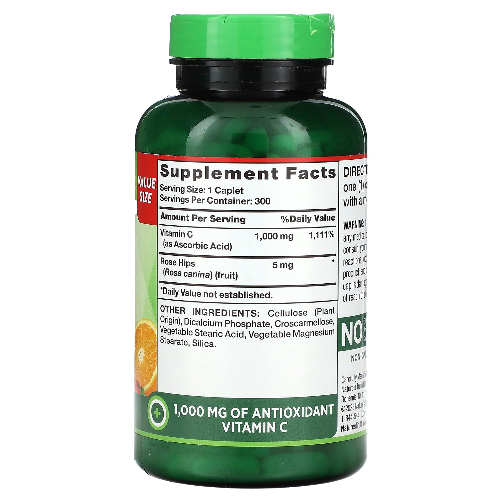 Nature's Truth, Vitamin C Plus Wild Rose Hips, 1,000 mg, 300 Caplets - Image 2