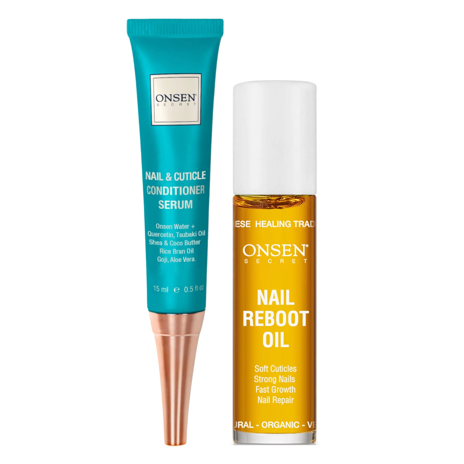 Onsen Secret, Nail & Cuticle Conditioner Serum & Nail Reboot Oil Kit, 2 Piece Kit - Image 1
