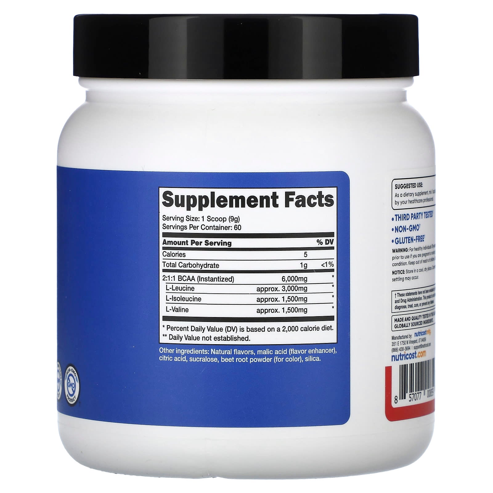 Nutricost, Performance, BCAA, Strawberry Kiwi, 1.2 lb (540 g) - Image 2