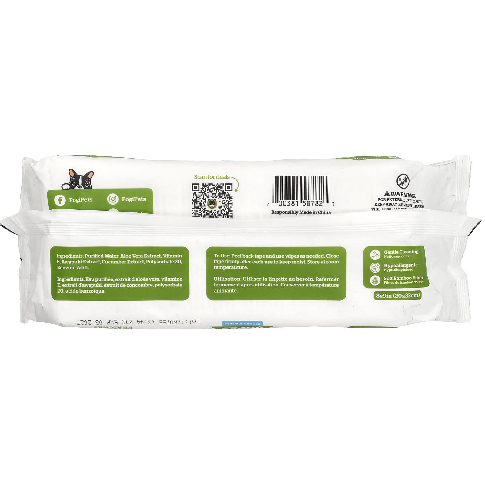 Pogi's Pet Supplies, Grooming Wipes, Fragrance Free, 100 Fresh Wipes - Image 2