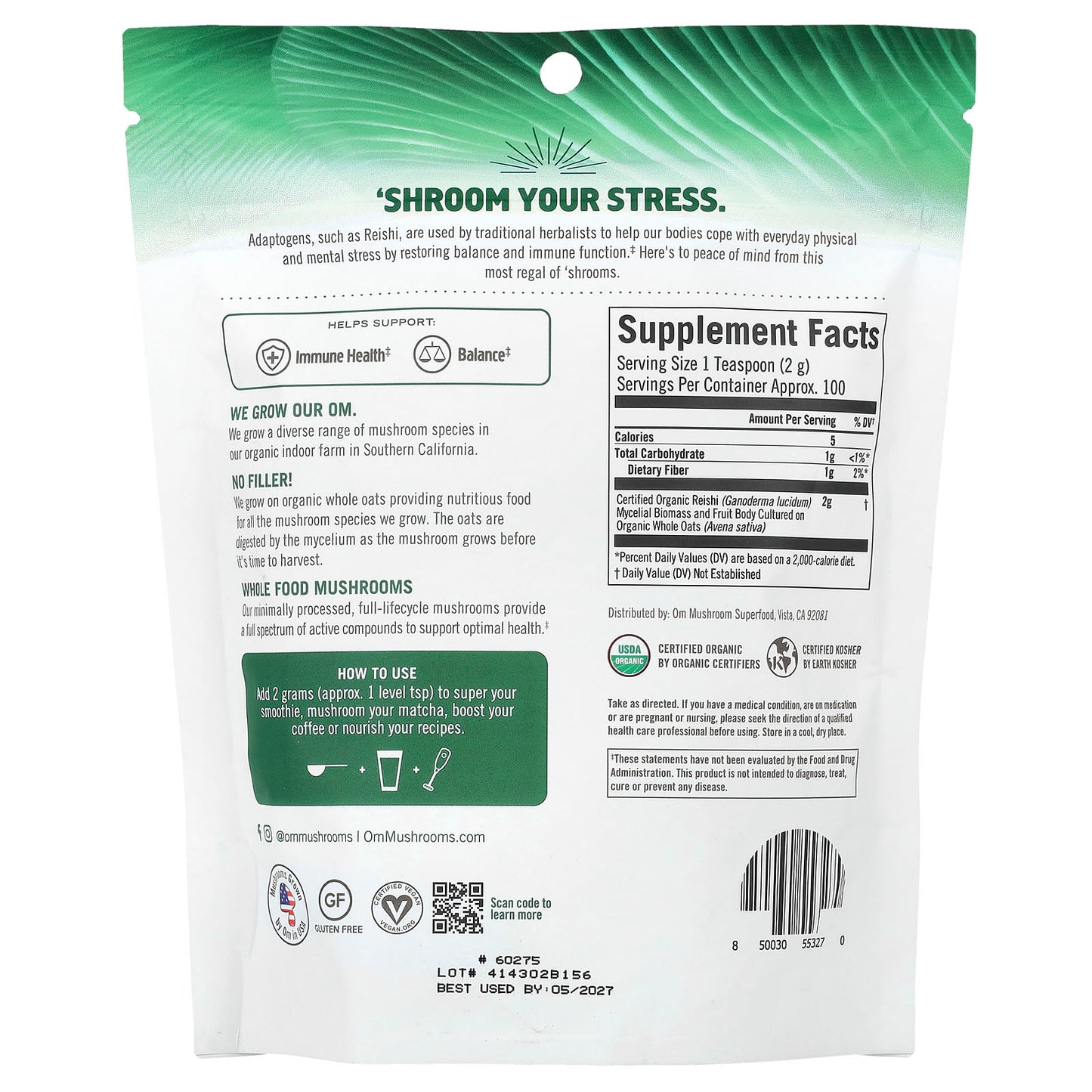 Om Mushrooms, Mushroom Powder, Reishi, 7.05 oz (200 g) - Image 2