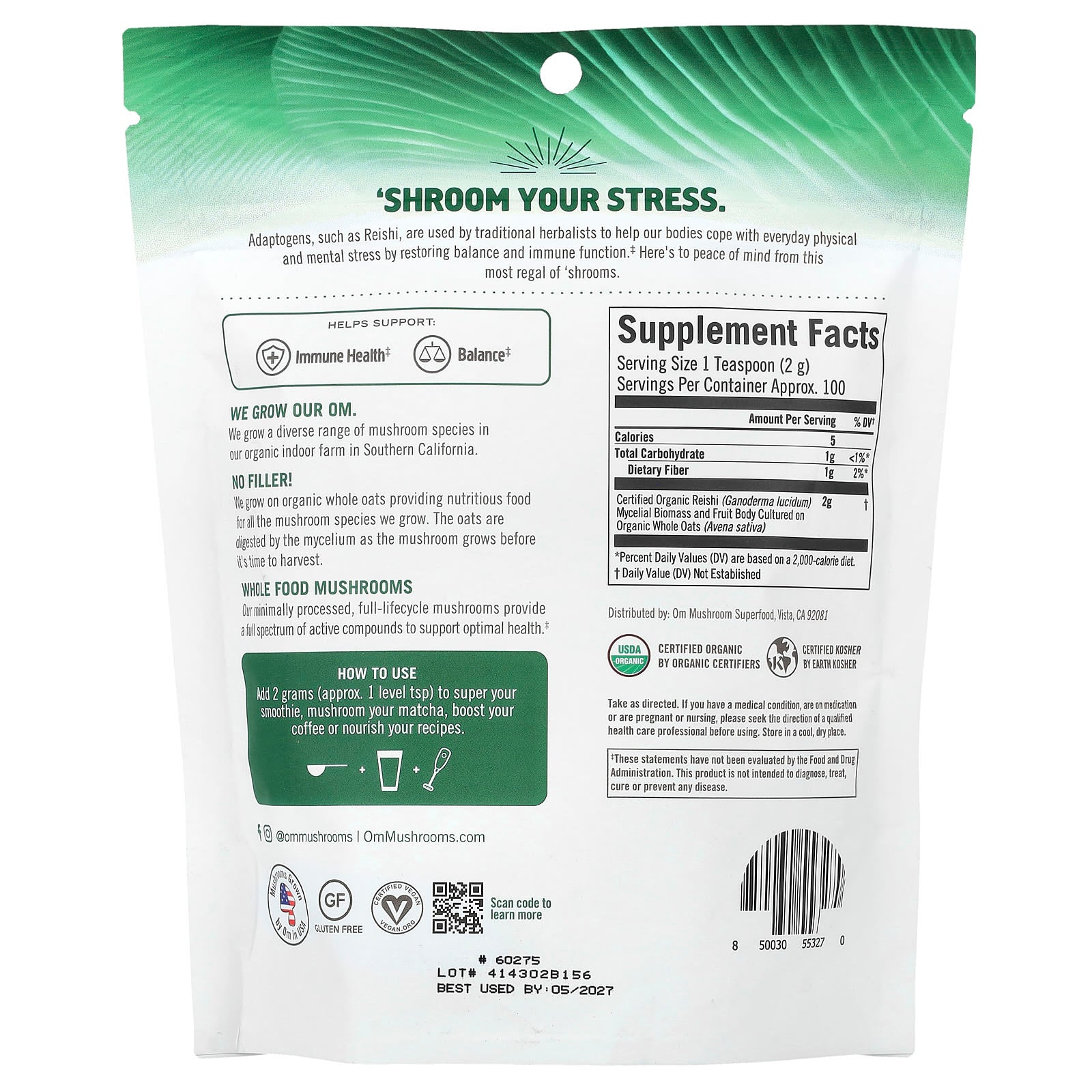 Om Mushrooms, Mushroom Powder, Reishi, 7.05 oz (200 g) - Image 2