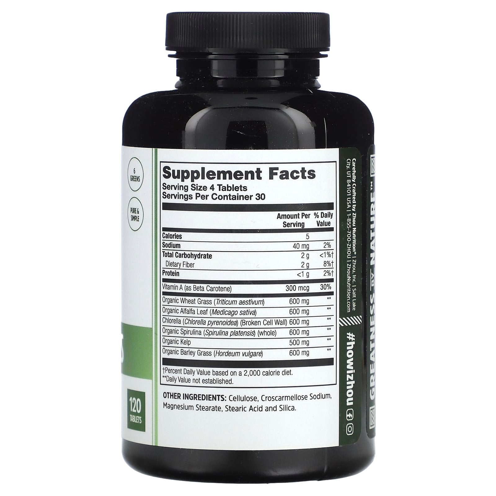 Zhou Nutrition, Total Greens, 120 Tablets - Image 2