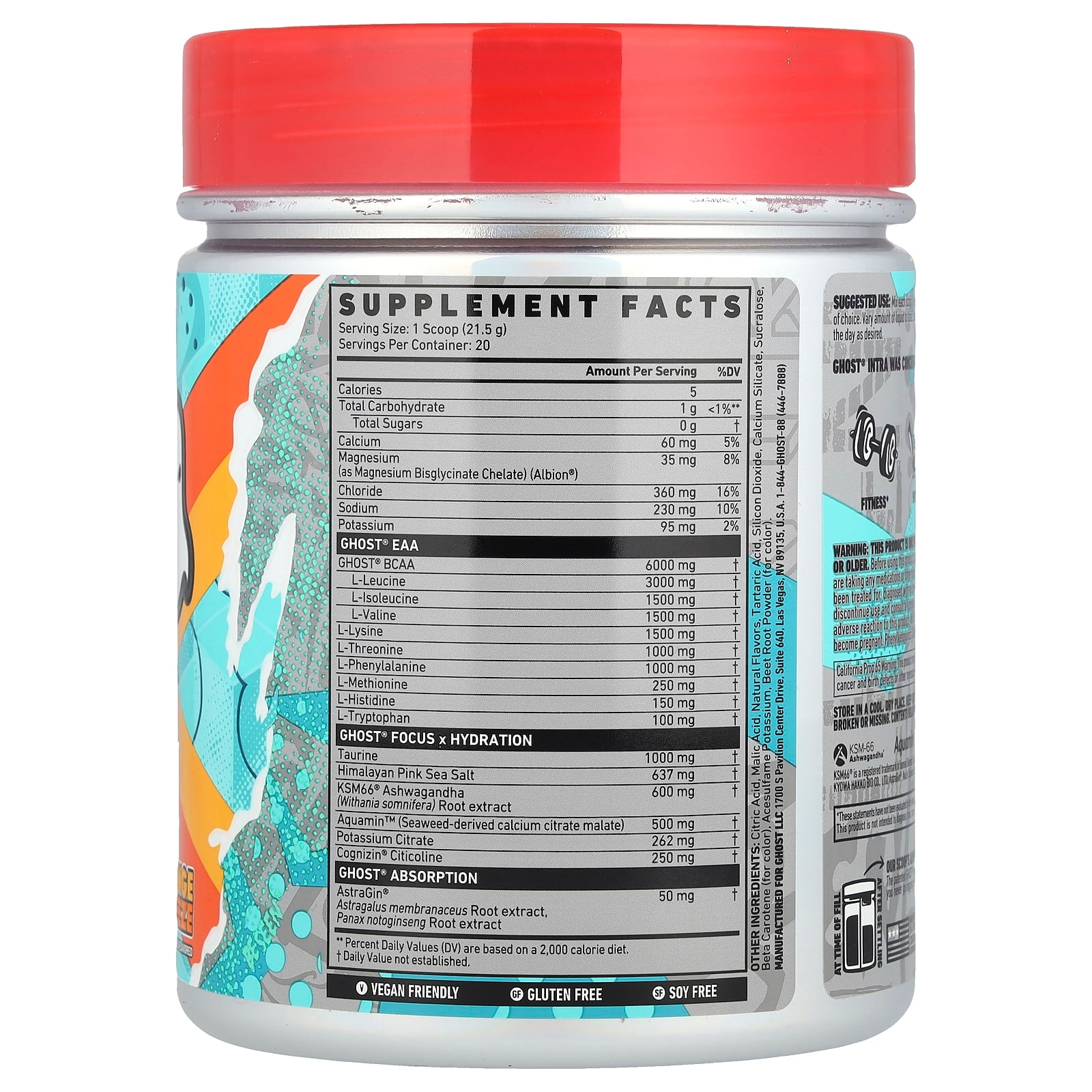 Ghost Intra Orange Squeeze, 15.2 oz (430 g) - Intra Workout Hydration - Image 2