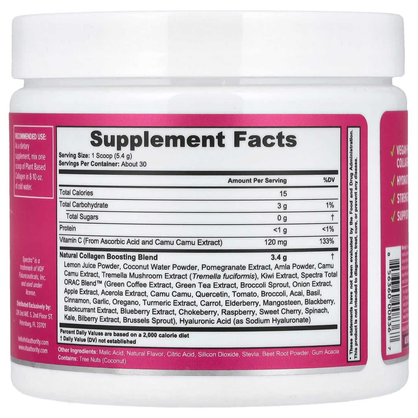 Vitauthority, Plant Based Collagen Booster, Natural Pink Lemonade , 5.72 oz (162 g) - Image 2