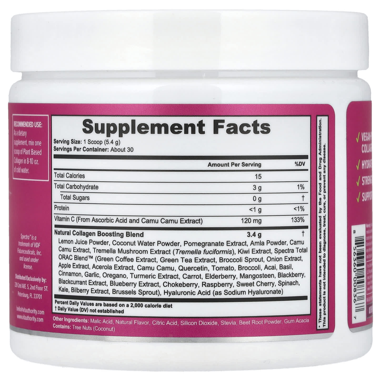 Vitauthority, Plant Based Collagen Booster, Natural Pink Lemonade , 5.72 oz (162 g) - Image 2