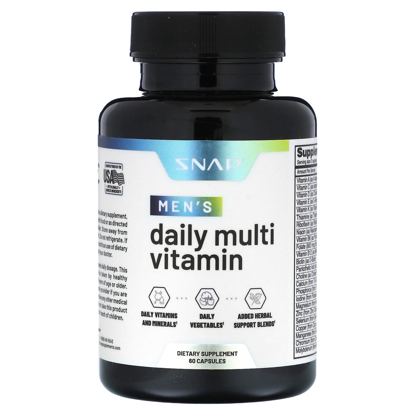Snap Supplements, Men's Daily Multi Vitamin, 60 Capsules - Image 1