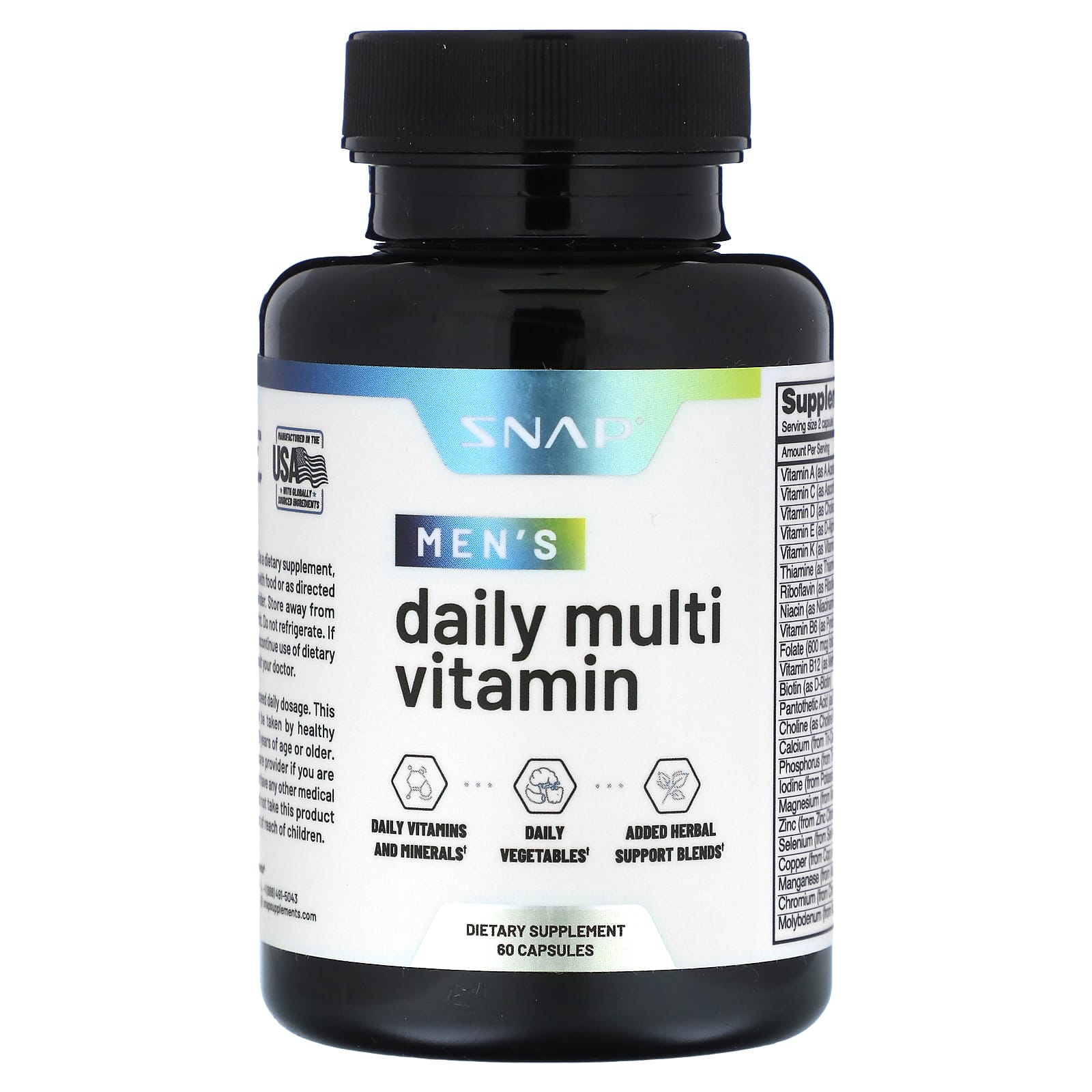 Snap Supplements, Men's Daily Multi Vitamin, 60 Capsules - Image 1