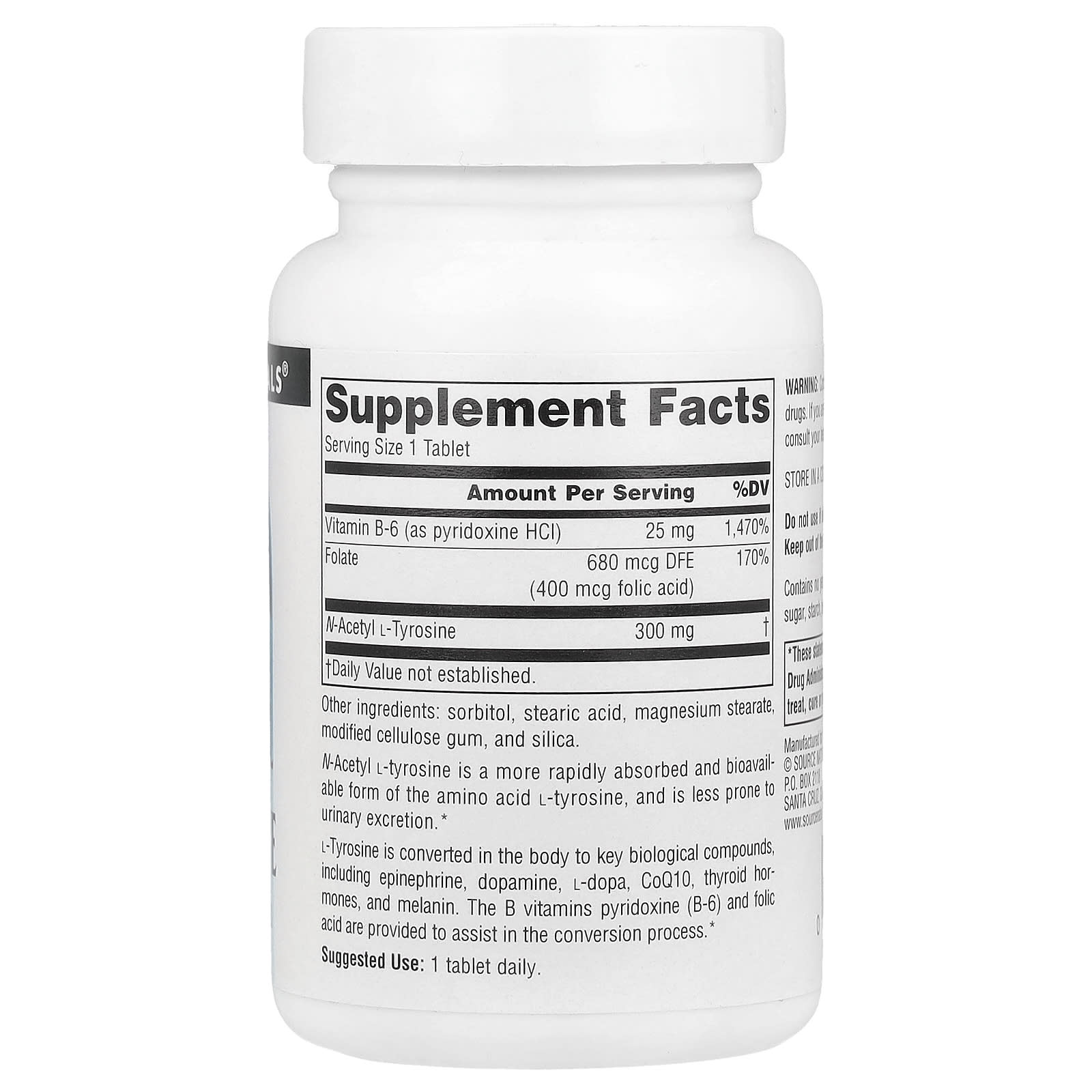 Source Naturals, N-Acetyl L-Tyrosine, 300 mg, 60 Tablets - Image 2