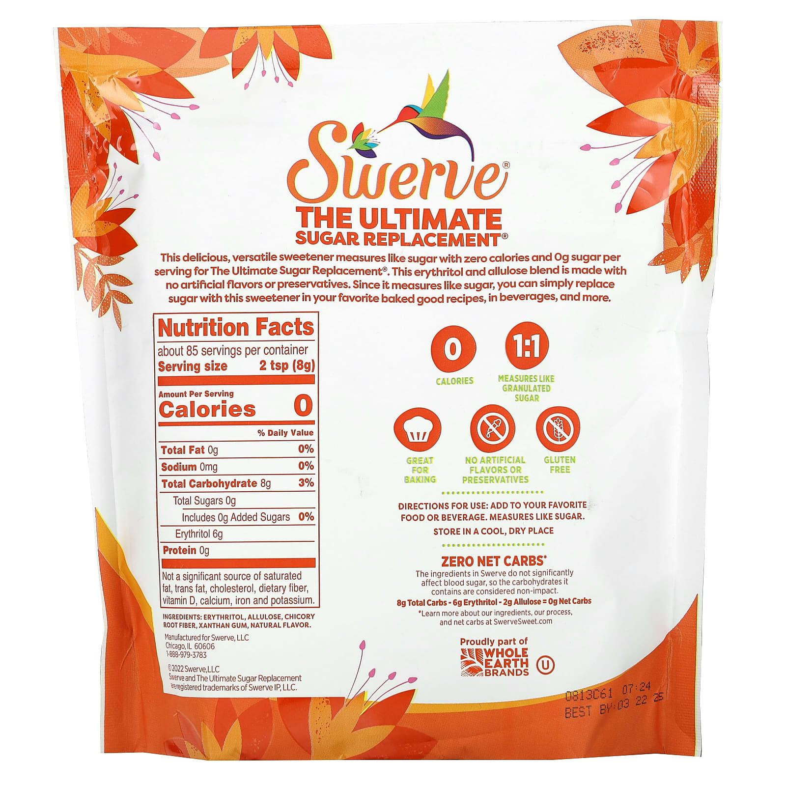 Swerve, Granular, Zero Calorie Sweetener, 24 oz (680 g) - Image 2
