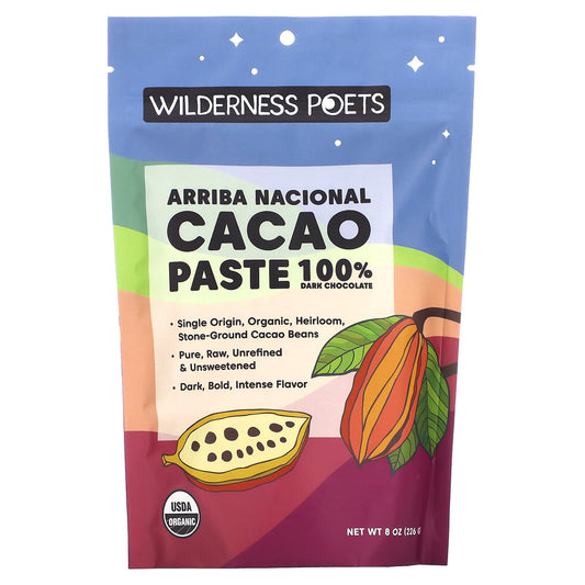 Wilderness Poets, Organic Arriba Nacional Cacao Paste, Dark Chocolate, 8 oz (226 g) - Image 1