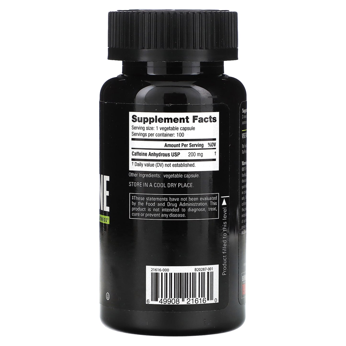 NutraBio, Caffeine, 200 mg, 100 Veggie Capsules - Image 2