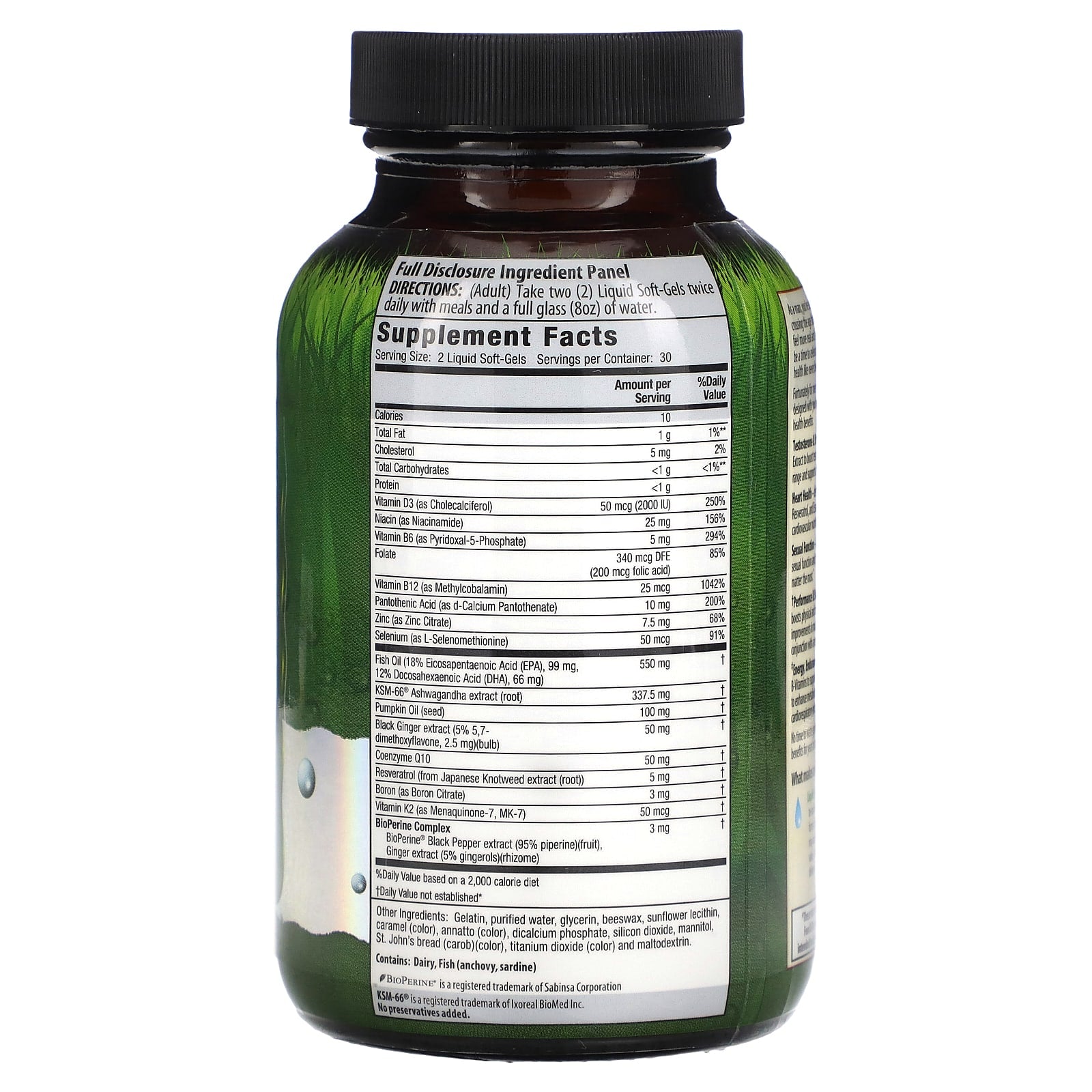 Irwin Naturals Testosterone UP for Men Over 40 Liquid Soft-Gels - Image 2
