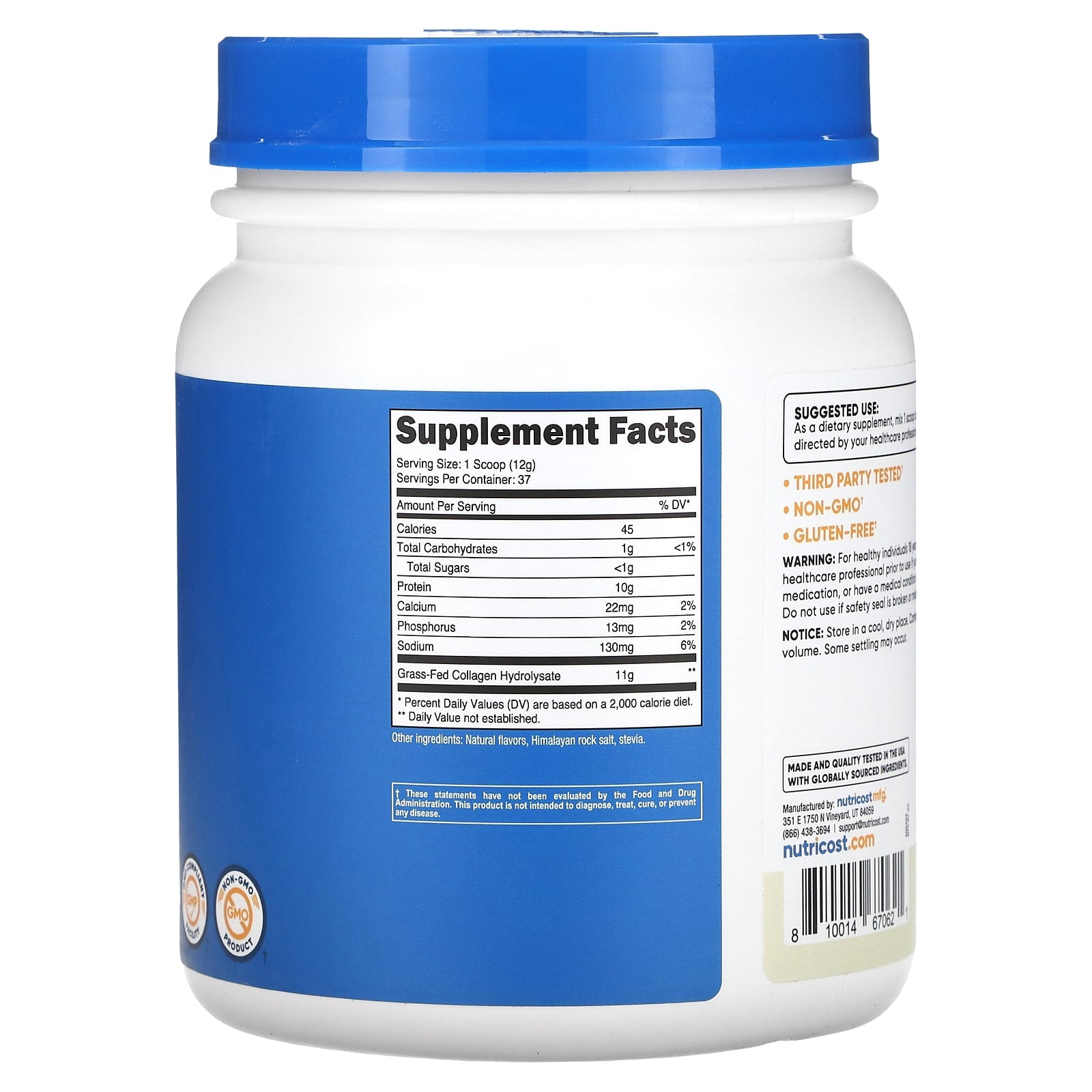 Nutricost, Collagen Hydrolysate, Vanilla, 16 oz (454 g) - Image 2