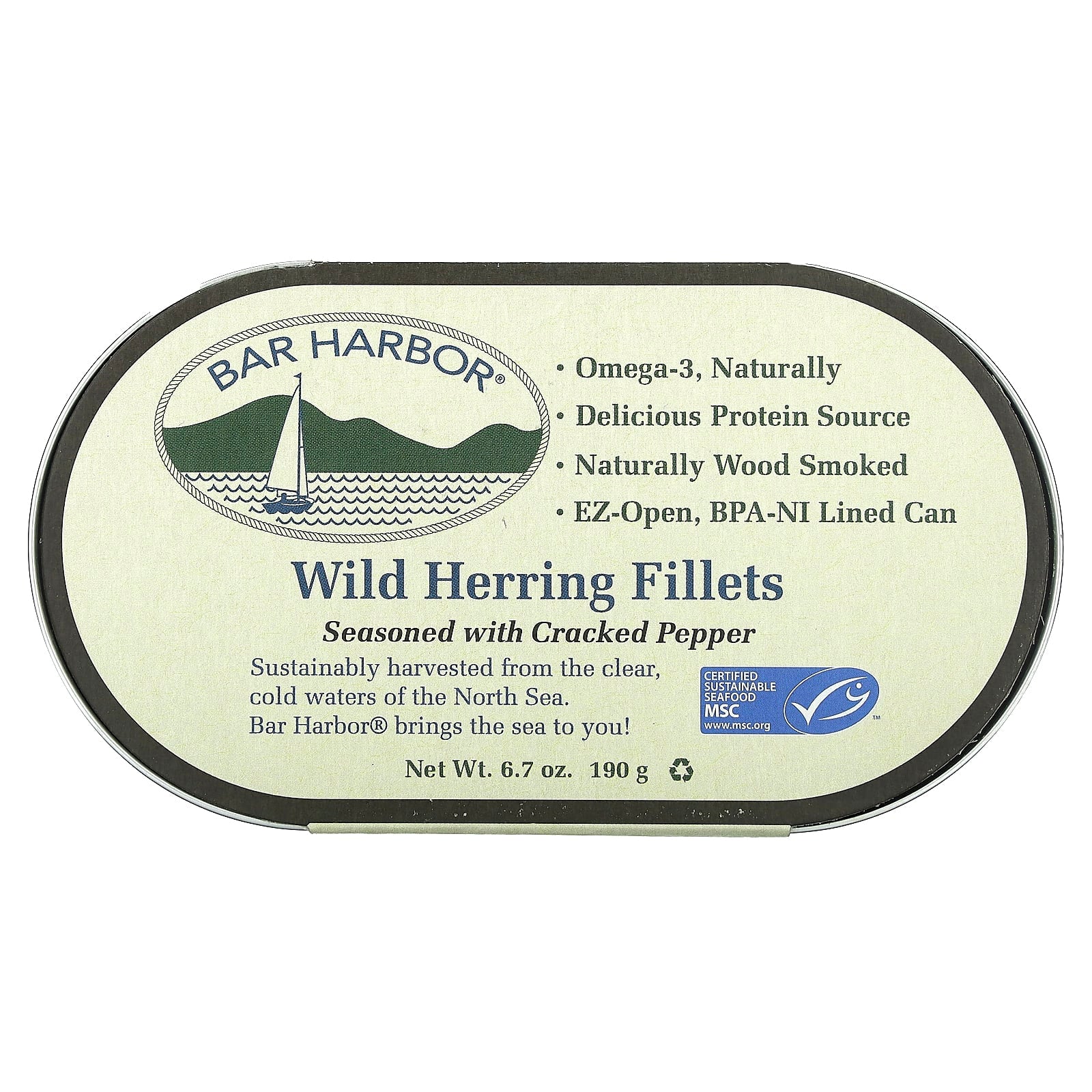 Wild Herring Fillets in Cracked Pepper by Bar Harbor, 6.7 oz - Image 1