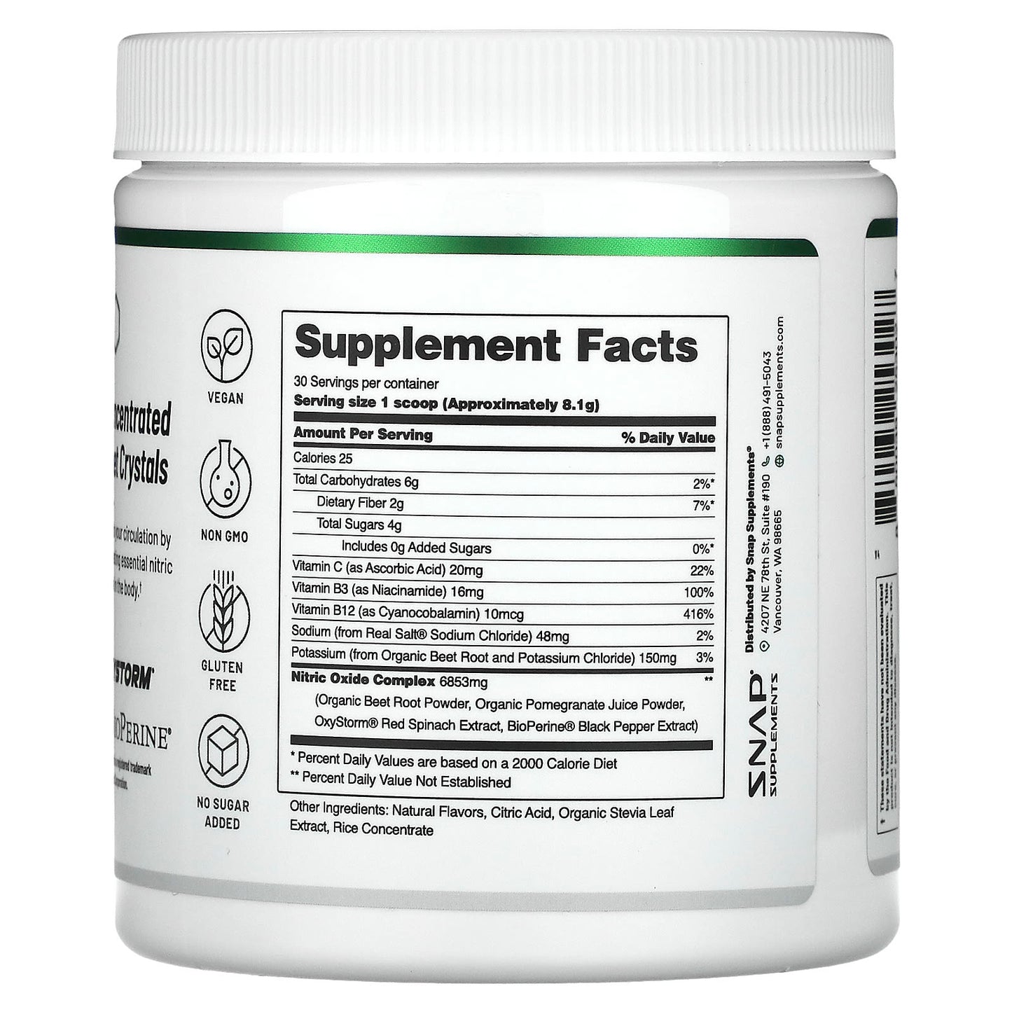 Snap Supplements, Nitric Oxide, Organic Beets, Apple, 8.8 oz (250 g) - Image 2
