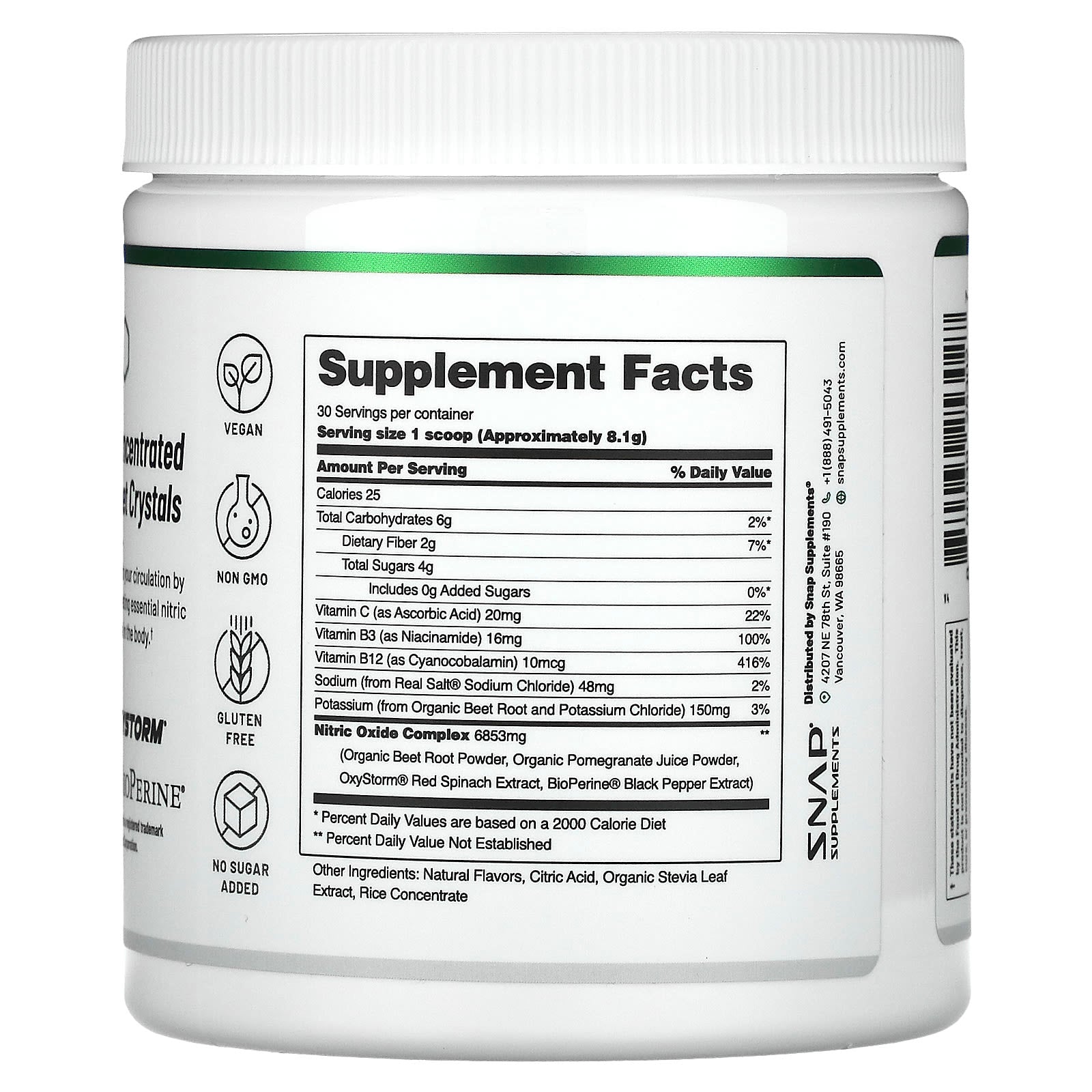 Snap Supplements, Nitric Oxide, Organic Beets, Apple, 8.8 oz (250 g) - Image 2