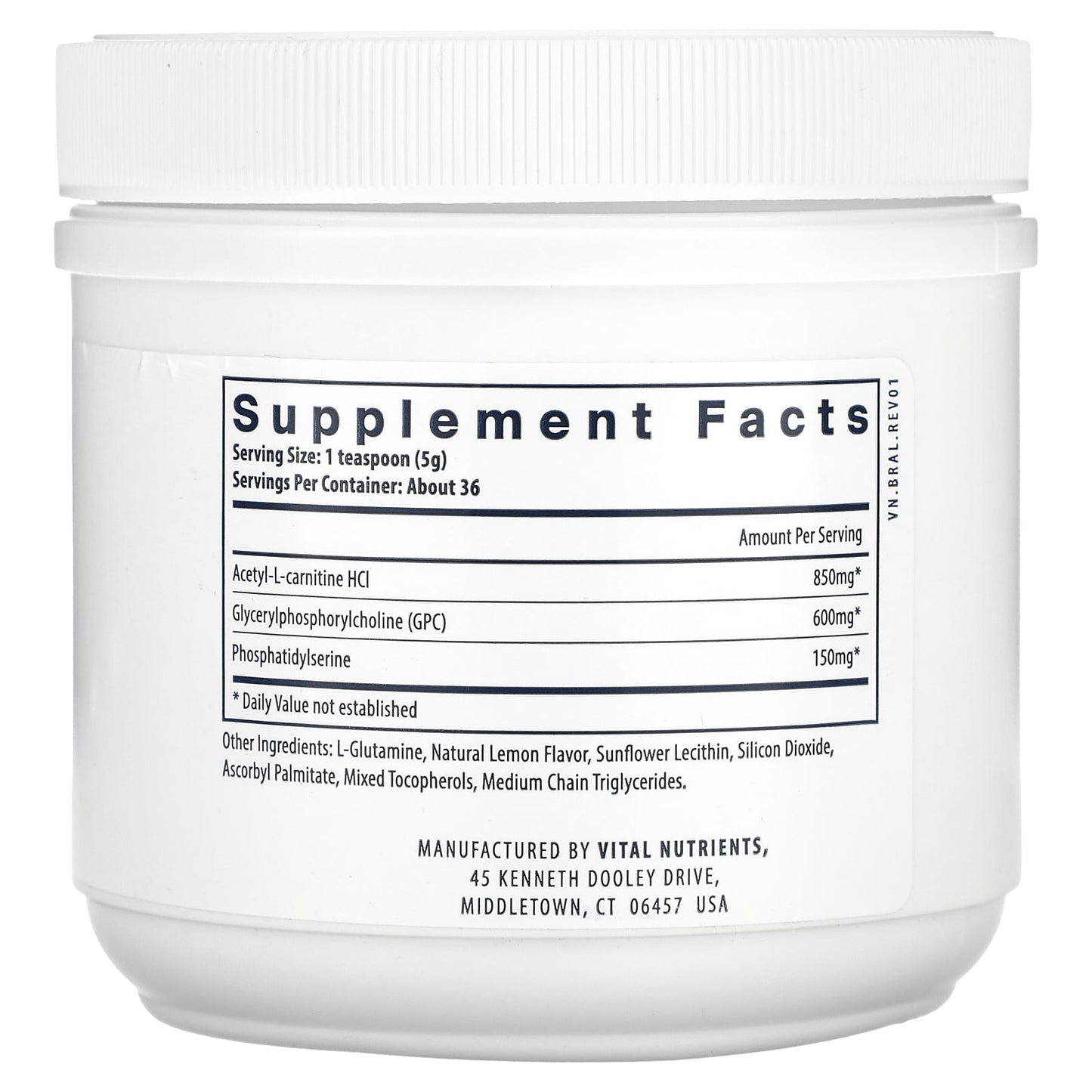 Vital Nutrients, Vital Brain Powder, Lemon, 6.3 oz (180 g) - Image 2