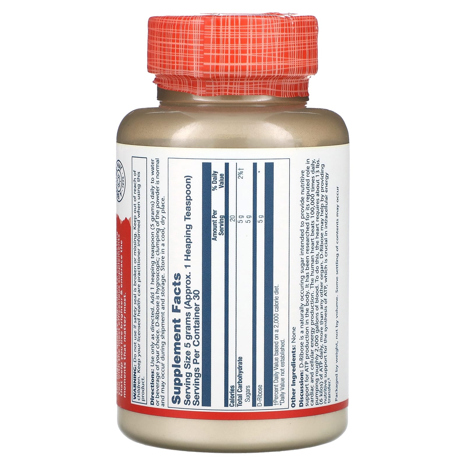 Solaray, D-Ribose Powder, 5.3 oz (150 g) - Image 2
