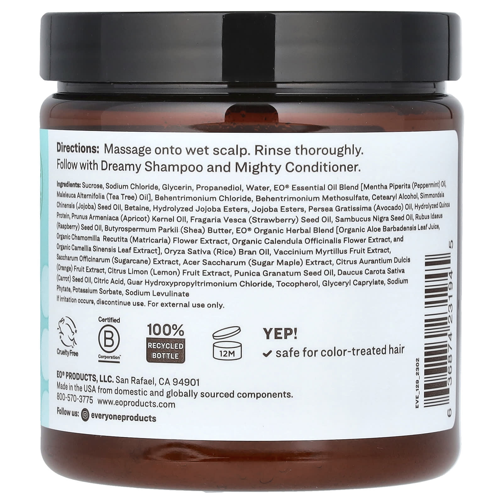 Everyone Scalp Scrub for All Hair Types, Peppermint + Tea Tree, 8 oz - Image 2