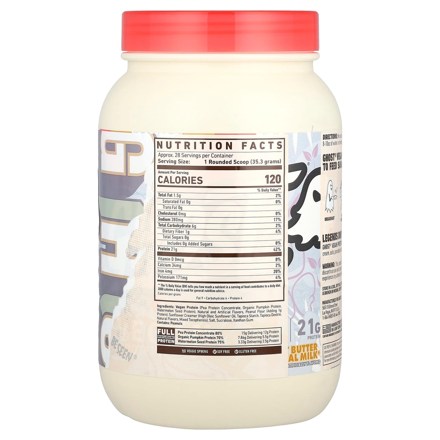 Ghost Peanut Butter Cereal Milk Vegan Protein Powder 2.2lb - Image 2