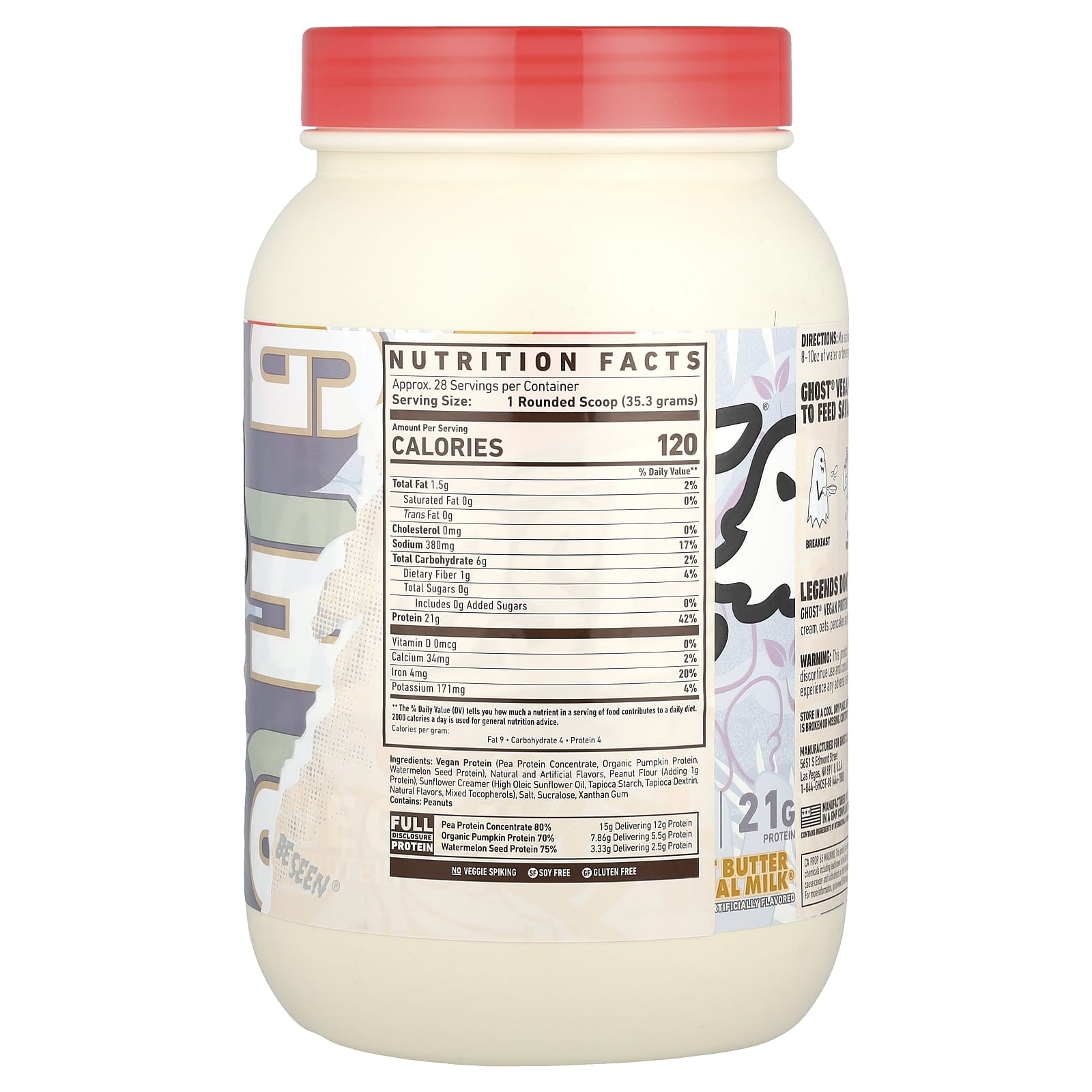 Ghost Peanut Butter Cereal Milk Vegan Protein Powder 2.2lb - Image 2