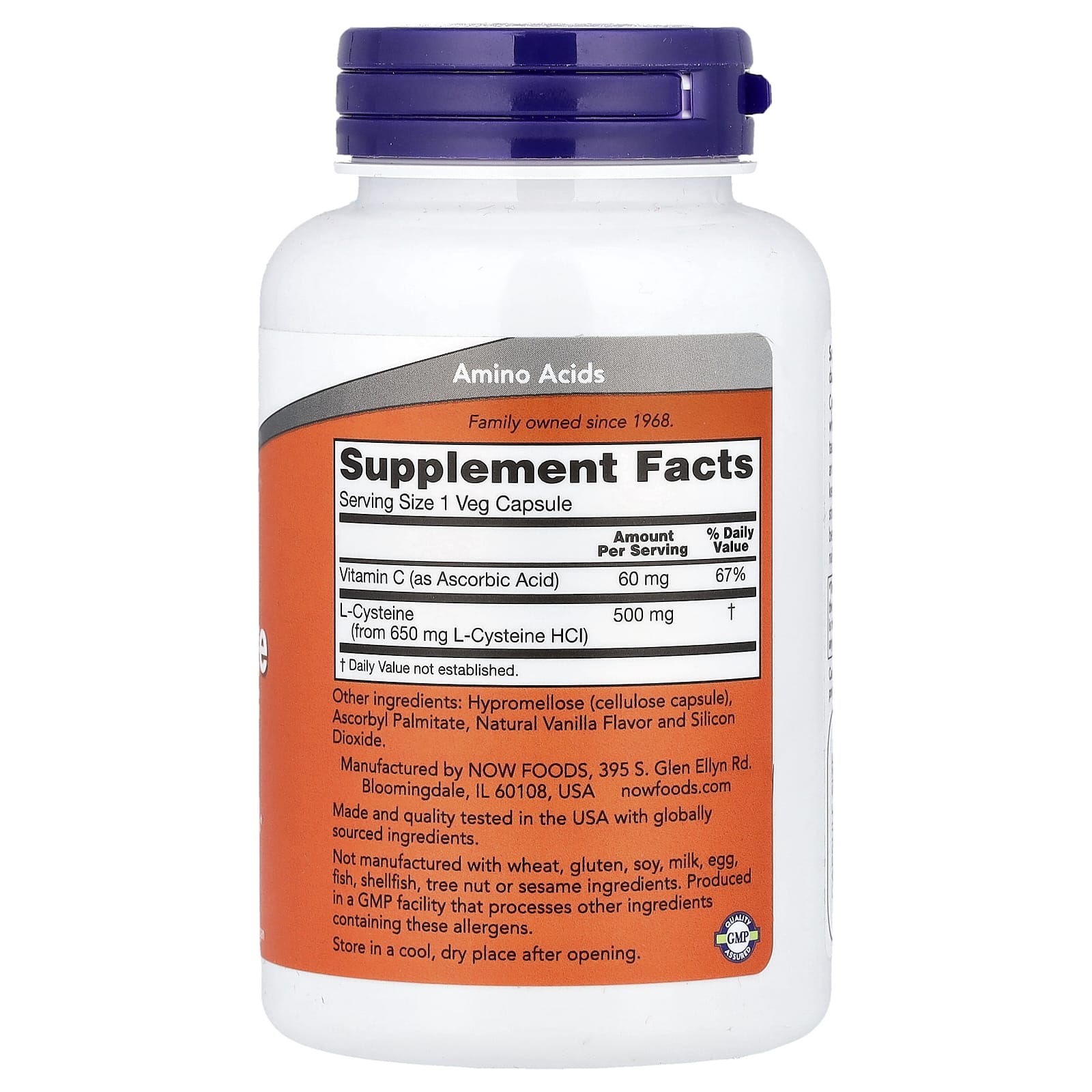NOW Foods, L-Cysteine, 90 Veg Capsules - Image 2