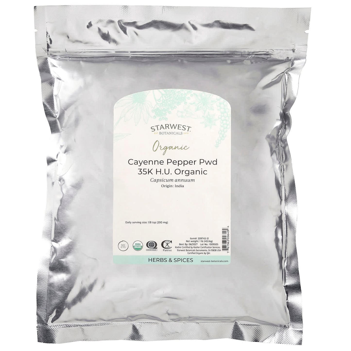 Starwest Botanicals, Organic Cayenne Pepper Powder 35K H.U., 1 lb (453.6 g) - Image 2