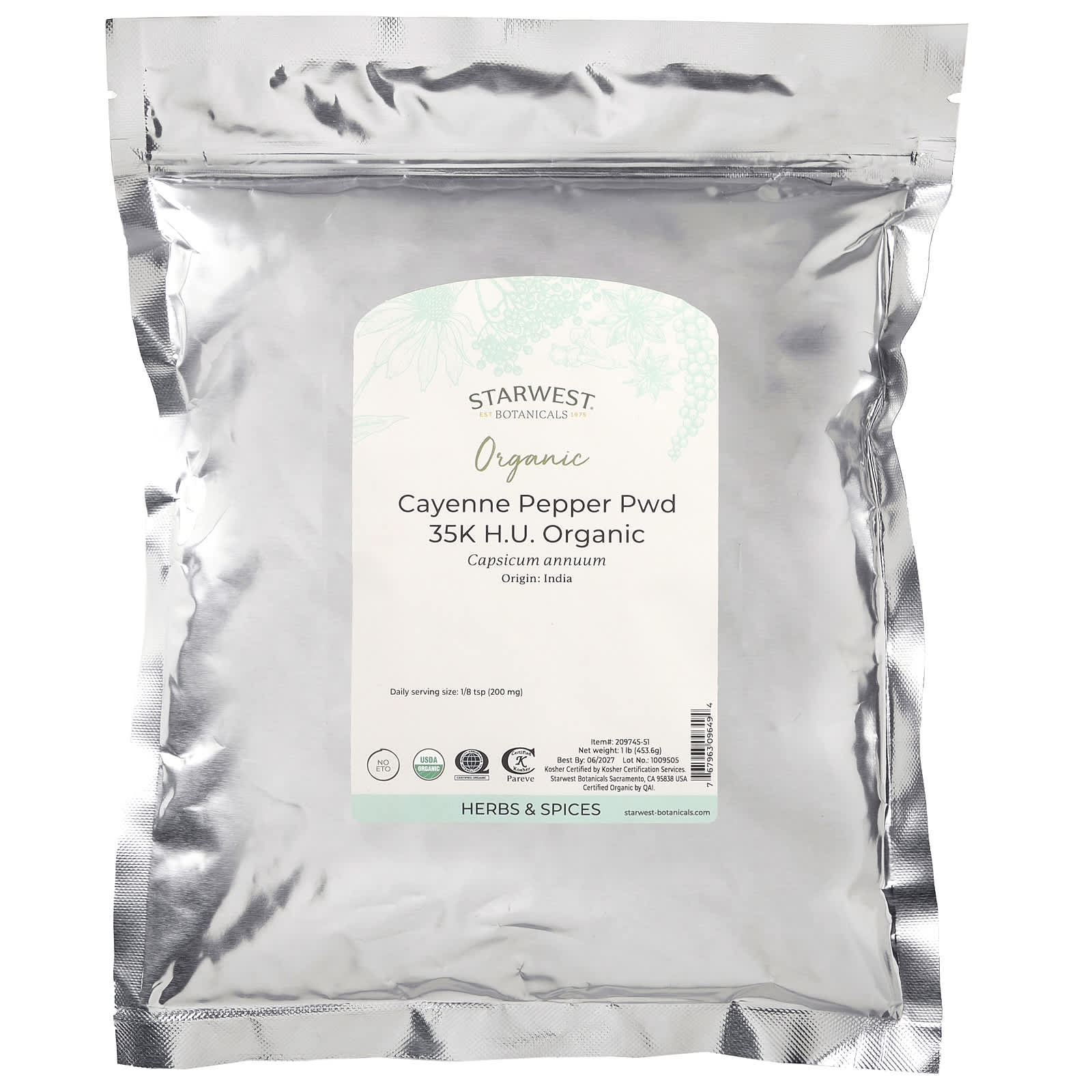 Starwest Botanicals, Organic Cayenne Pepper Powder 35K H.U., 1 lb (453.6 g) - Image 2