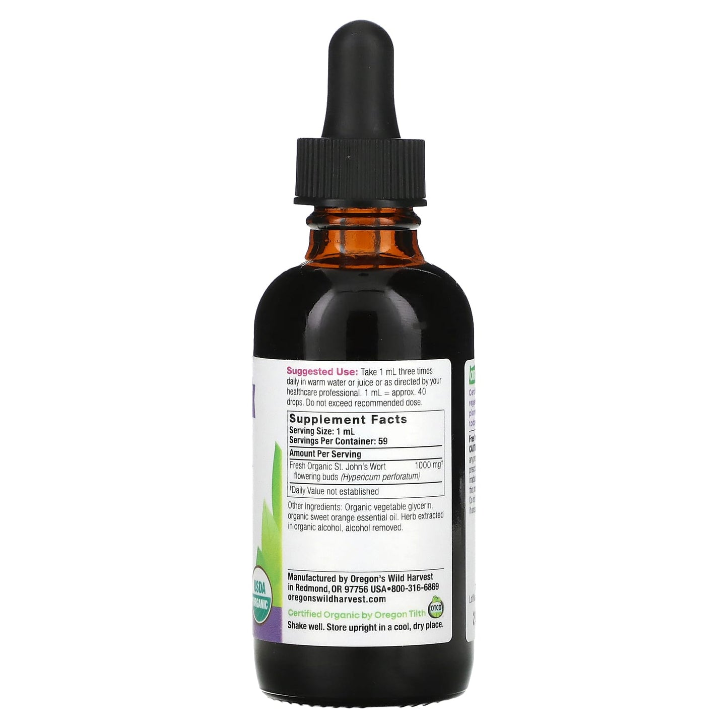 Oregon's Wild Harvest, Organic St. John's Wort, 2 fl oz (59 ml) (1,000 mg per Serving) - Image 2