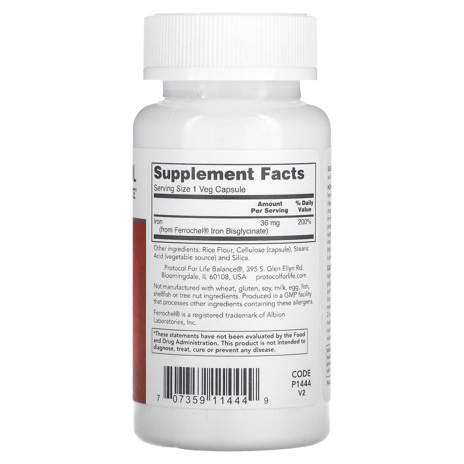 Protocol for Life Balance, Iron, High Potency, 36 mg, 90 Veg Capsules - Image 2