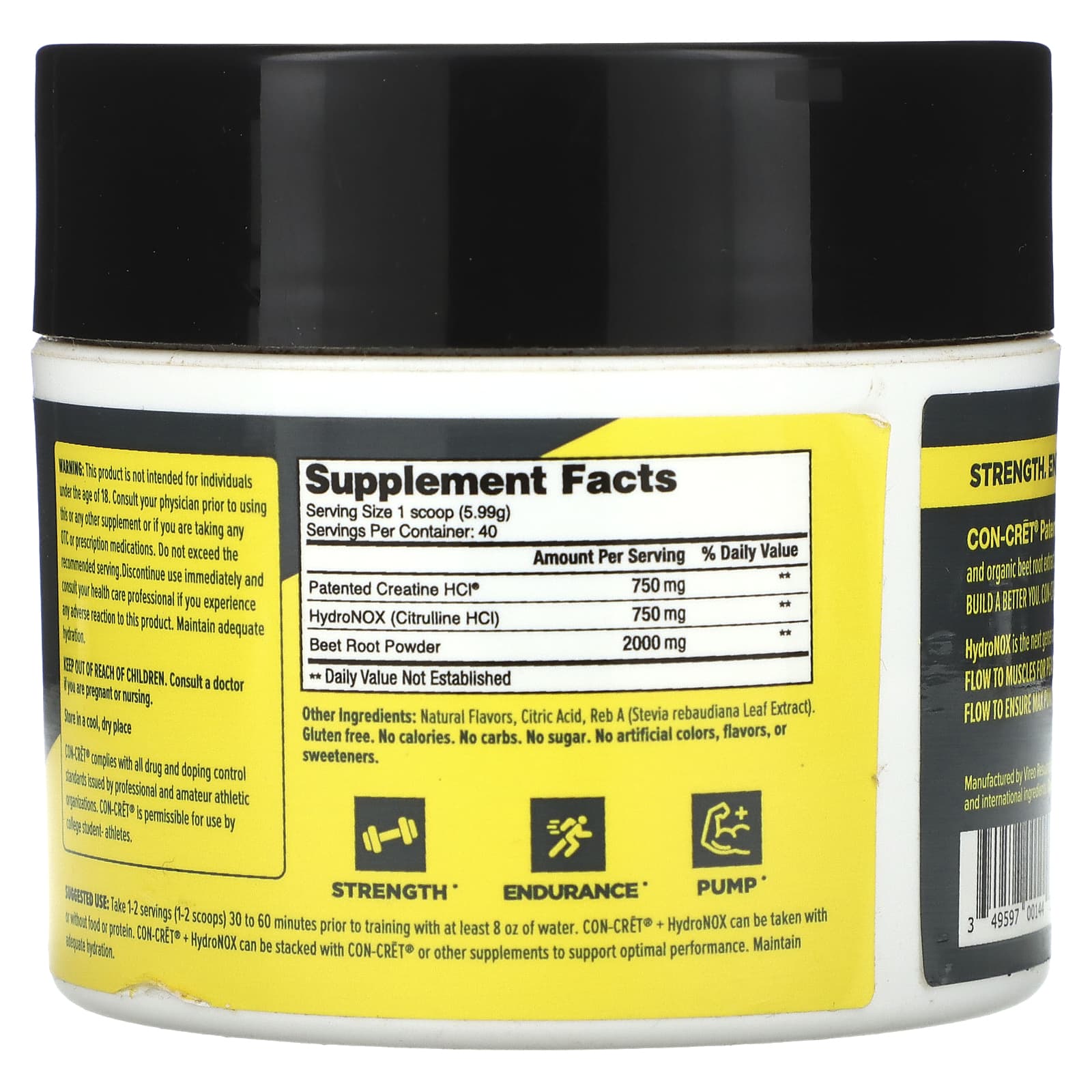 Con-Cret, +Nitric Oxide With HydroNOX, Blood Orange Berry, 239.54 g