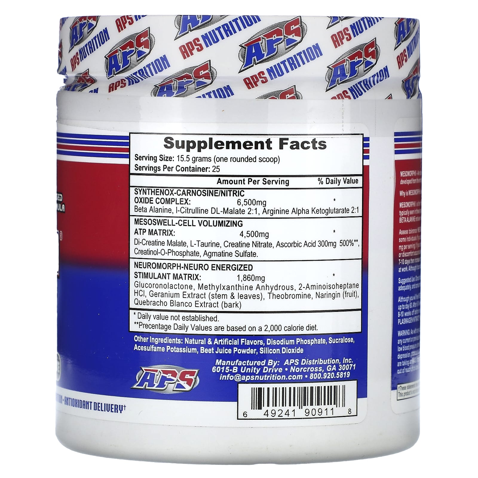 APS Mesomorph Watermelon Pre-Workout Supplement 13.68oz - Image 2