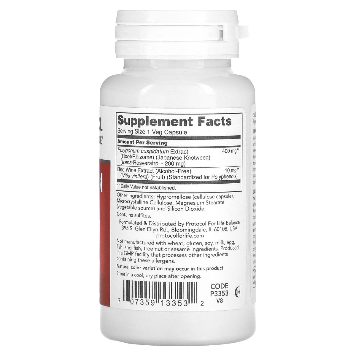 Protocol for Life Balance, Resveratrol, 200 mg, 60 Veg Capsules - Image 2