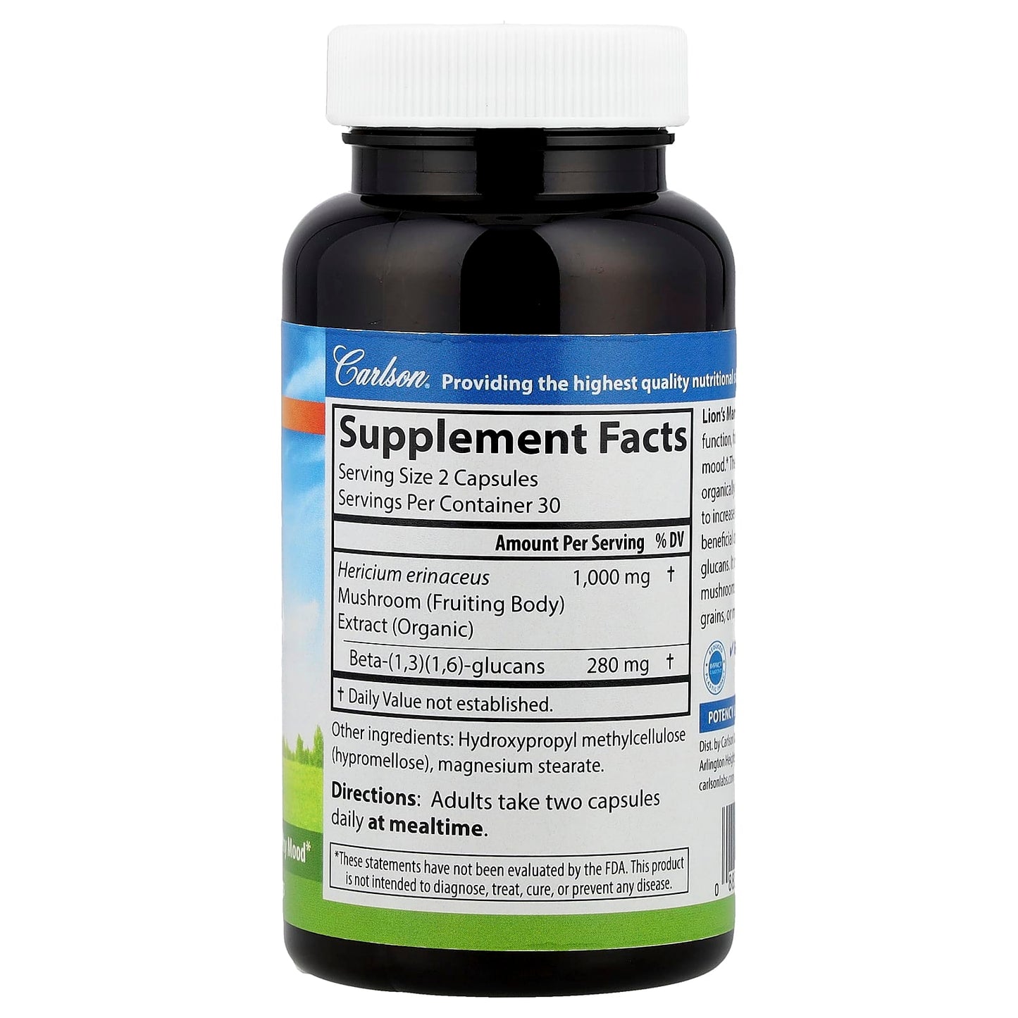 Lion's Mane Cognitive Support by Carlson - 60 Vegetarian Capsules - Image 2