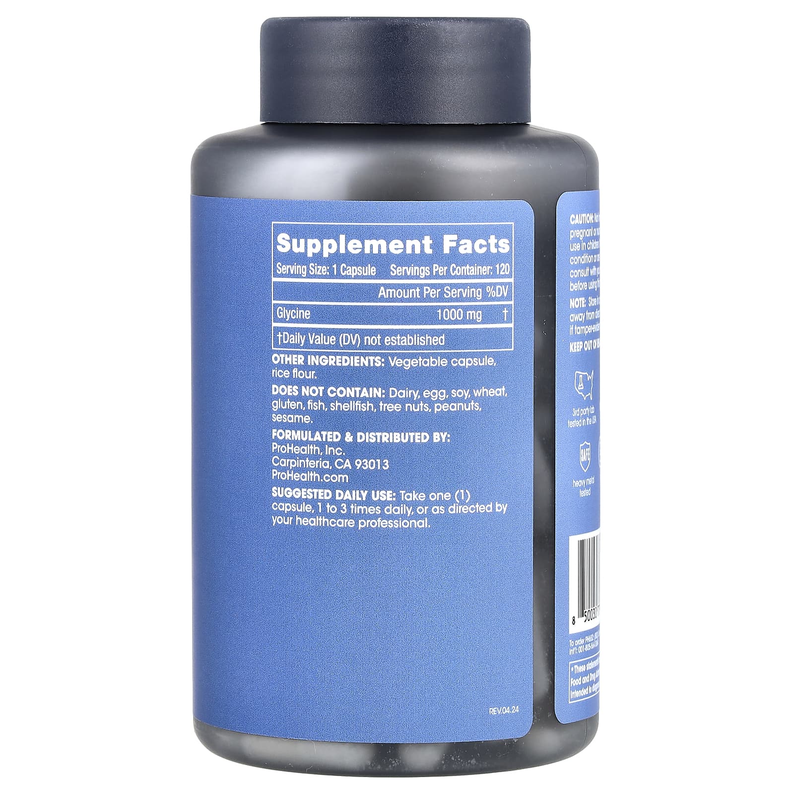 ProHealth Longevity, Pure Glycine, 1,000 mg, 120 Capsules - Image 2