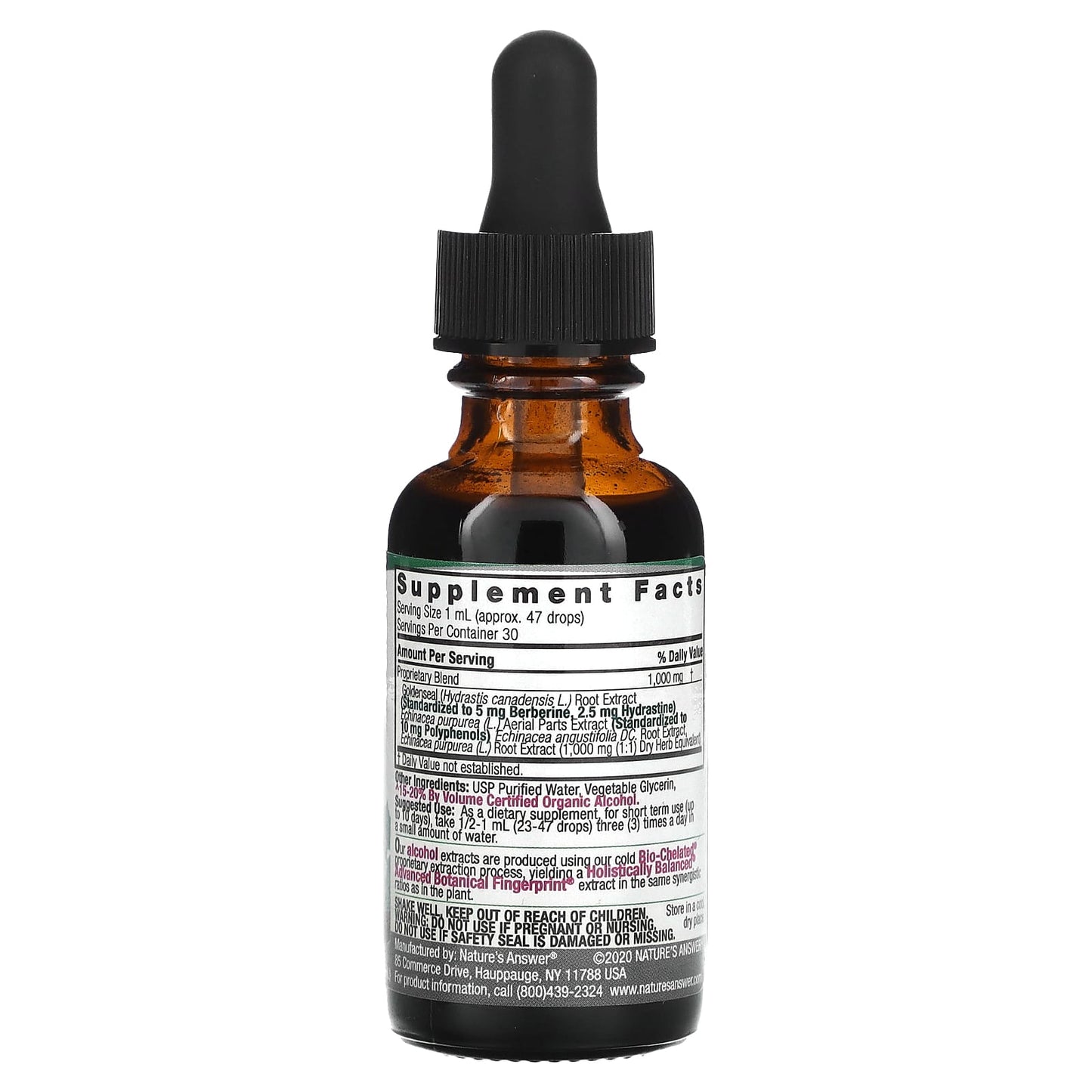 Nature's Answer, Echinacea & Goldenseal, Standardized Fluid Extract, 1 fl oz (30 ml) - Image 2