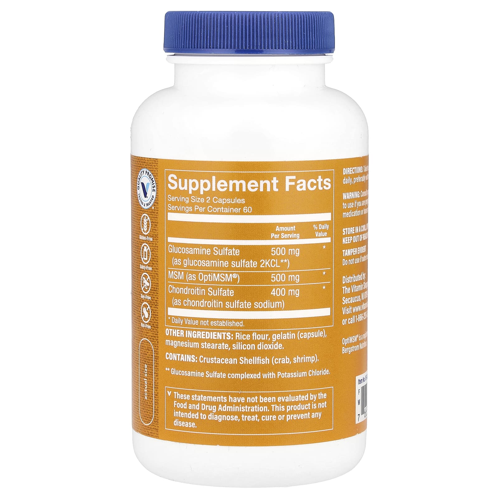 The Vitamin Shoppe, Glucosamine Chondroitin MSM, 120 Capsule - Image 2