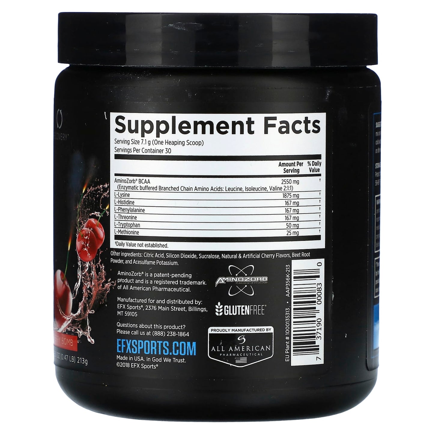 EFX Sports Aminozorb EAA Recovery Supplement Cherry Bomb 7.51 oz - Image 2