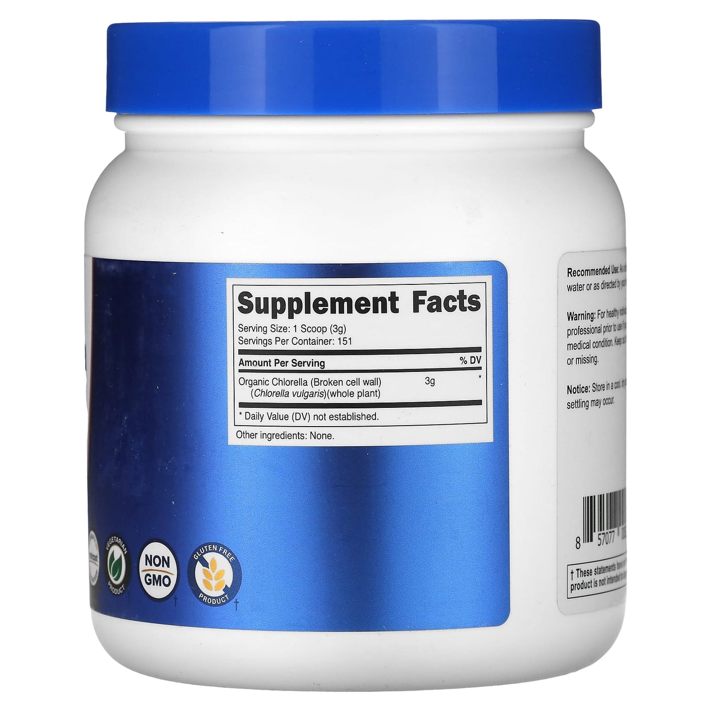 Nutricost, Organic Chlorella Powder, 16 oz (454 g) - Image 2