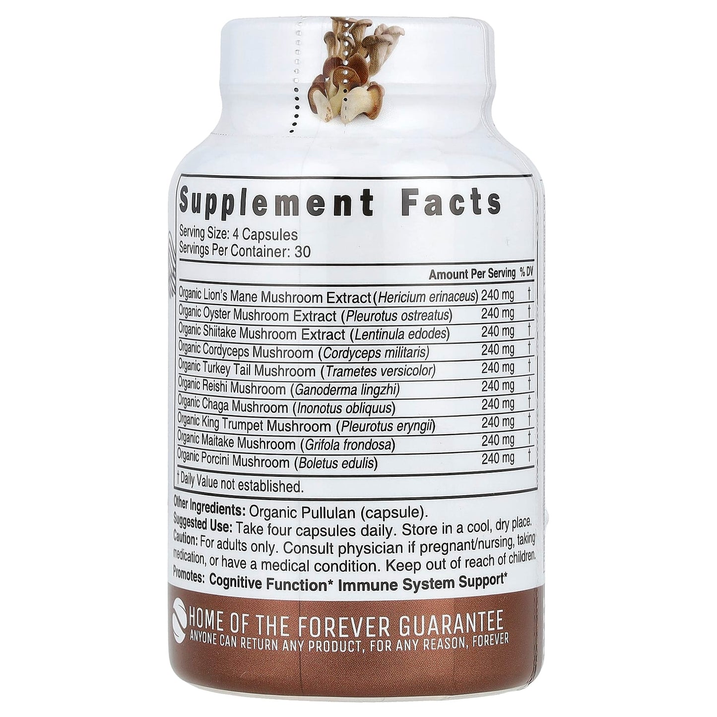 Nutri, Organic 10 Mushrooms, Lion's Mane, Shiitake, Reishi, 120 Organic Capsules - Image 2