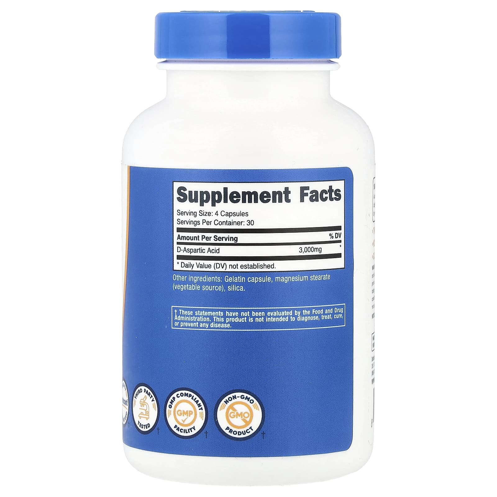 Nutricost, D-Aspartic Acid, 120 Capsules (750 mg per Capsule) - Image 2